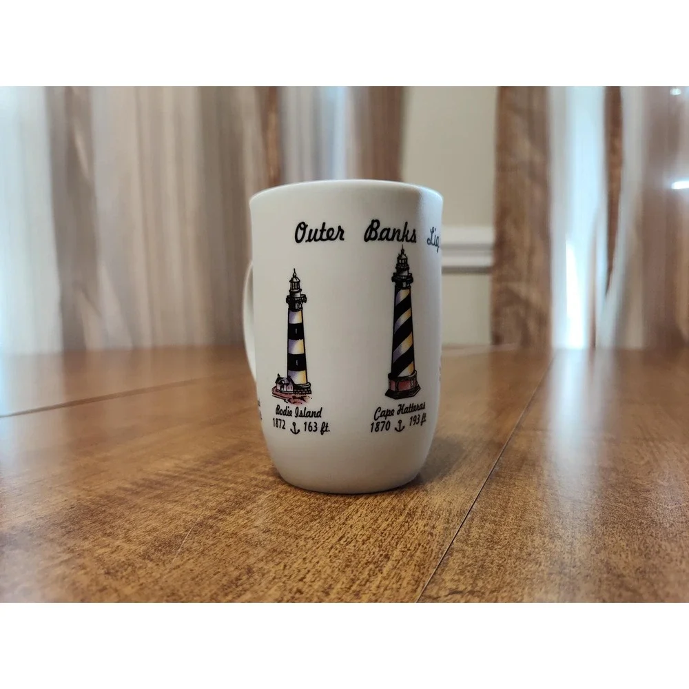 Outer Banks Lighthouses Ceramic Mug Candle Handmade Blue Ocean Breeze Scent B126